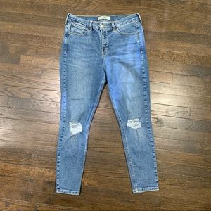 Topshop High Rise Distressed Skinny Jeans